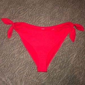 Adorable high waisted tie side red bikini bottoms